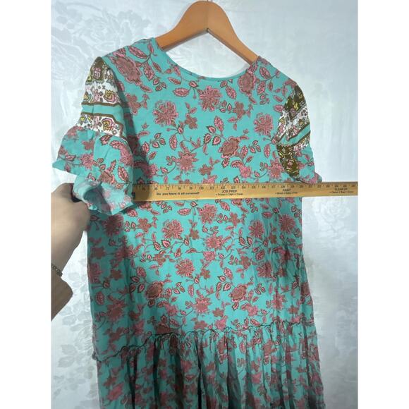 Matilda Jane Midi Dress Medium Floral Flutter Sleeve Tiered Boho Down to Earth - Picture 7 of 8